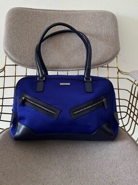 Gucci Royal Blue Nylon and Navy Leather Shoulder Bag